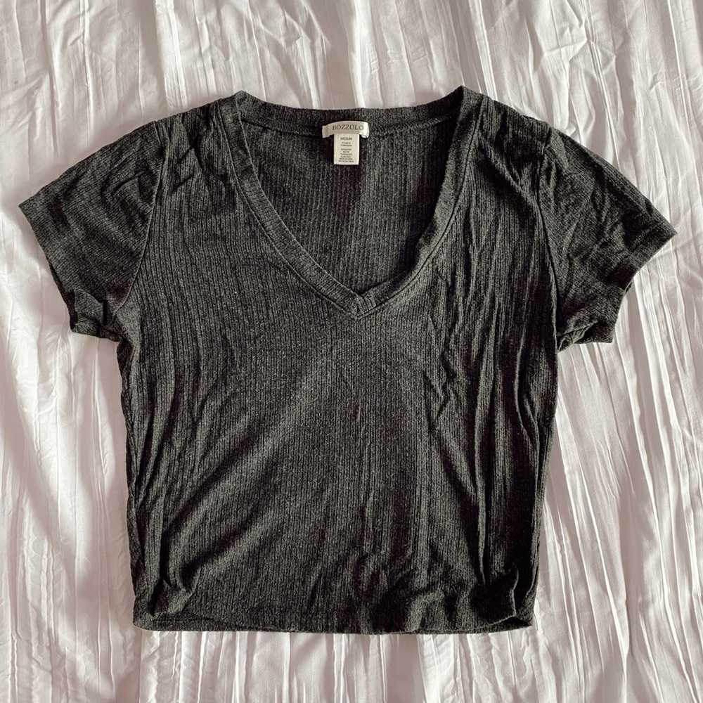 Dark Grey Tight fit V-Neck Crop top Size M